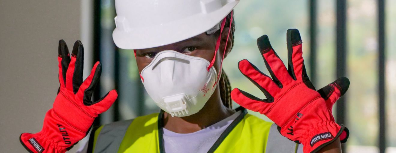 A person wearing safety clothing
