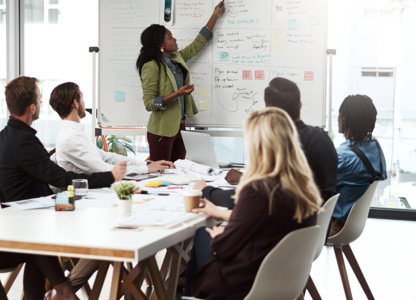 A person presenting in a meeting