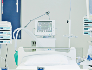 Hospital bed in room