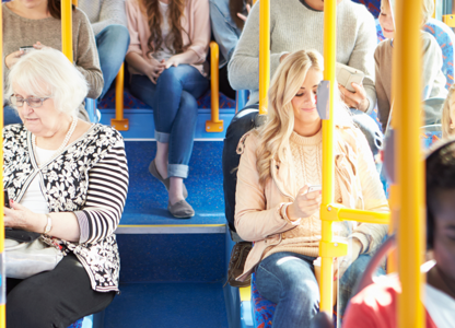 individuals on a bus