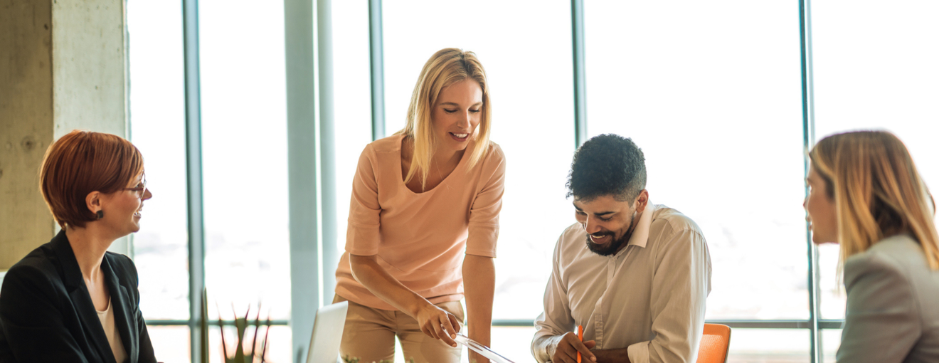 A person presenting in a meeting