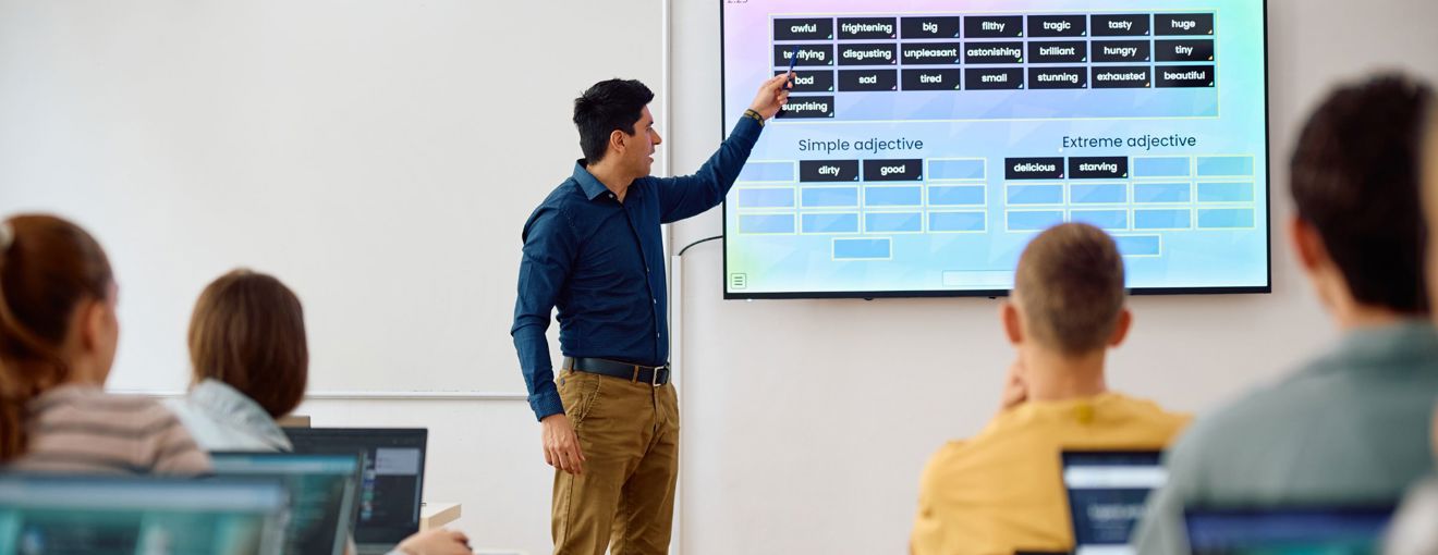 Teaching delivering a lesson to students