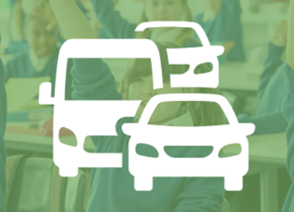 children in a classroom with a vehicle graphic