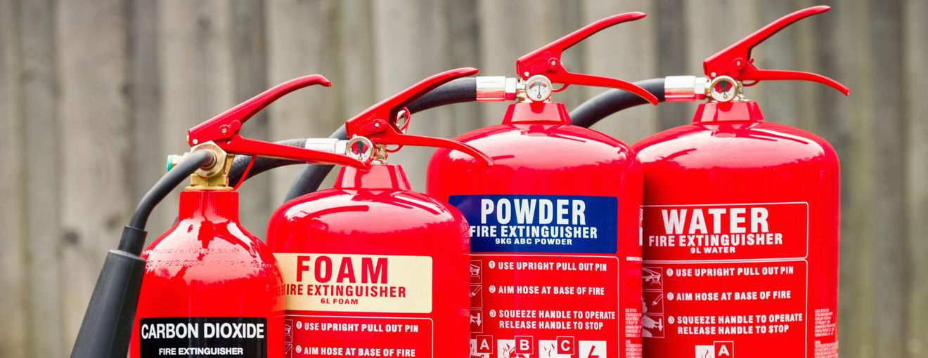 fire extinguishers in a row